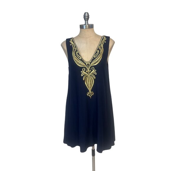 LILLY PULITZER Owen Trapeze Dress Navy Embellished Small - Picture 3 of 7